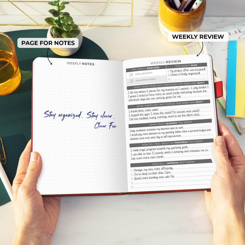 Clever Fox Daily Planner â€“ Undated Planning Notebook with Hourly Schedule & To-Do List â€“ Personal Day Task & Work Organizer, 6 Months (Red) - Image 5